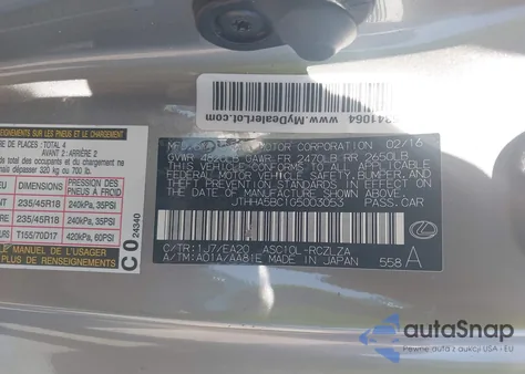 2016 Lexus Rc 200T from USA, damaged, VIN JTHHA5BC1G5003053